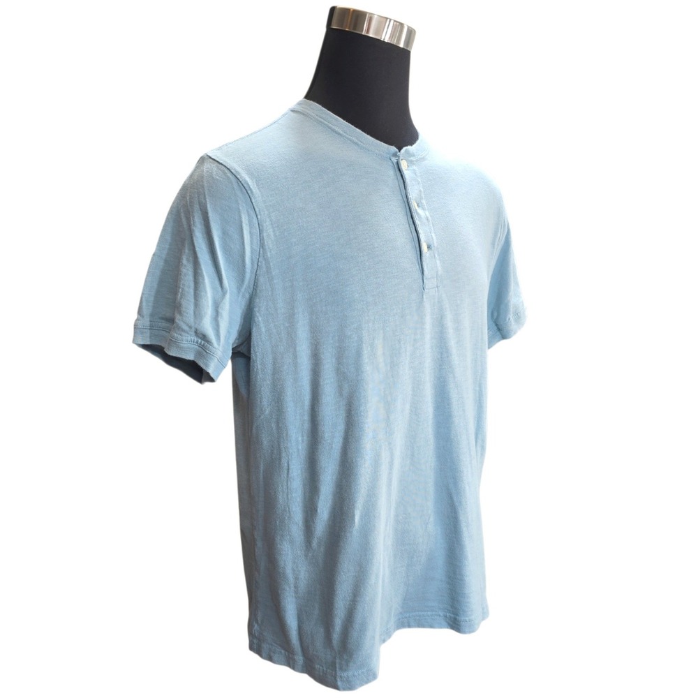 J.Crew Henley Shirt Mens XL Blue Slub Cotton Classic Short Sleeve L1965 Casual - Picture 2 of 9